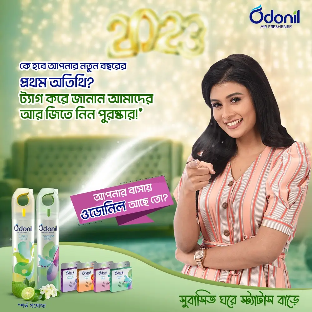 Odonil campaign for seasonal odor removal, showing spray product near an open window.