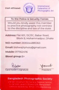 bangladesh photographic society ID card bishwajit sarker Lifetime Member (1)